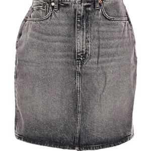 Re/Done Vintage Denim Charcoal Mini Skirt $305 retail